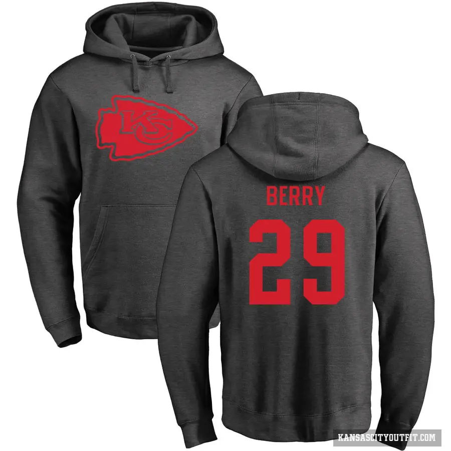 Youth ＃29 Eric Berry Kansas City Chiefs Pro Line by Branded Ash One Color Pullover Hoodie