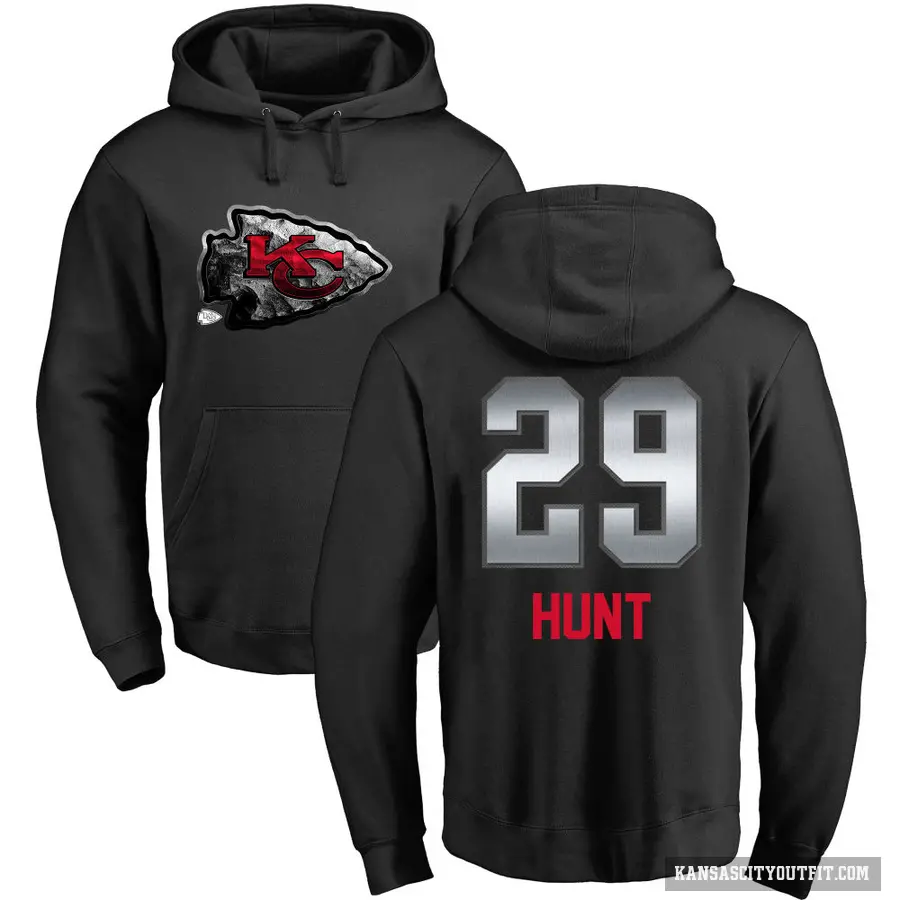 Youth ＃29 Kareem Hunt Kansas City Chiefs Black Midnight Mascot Pullover Hoodie