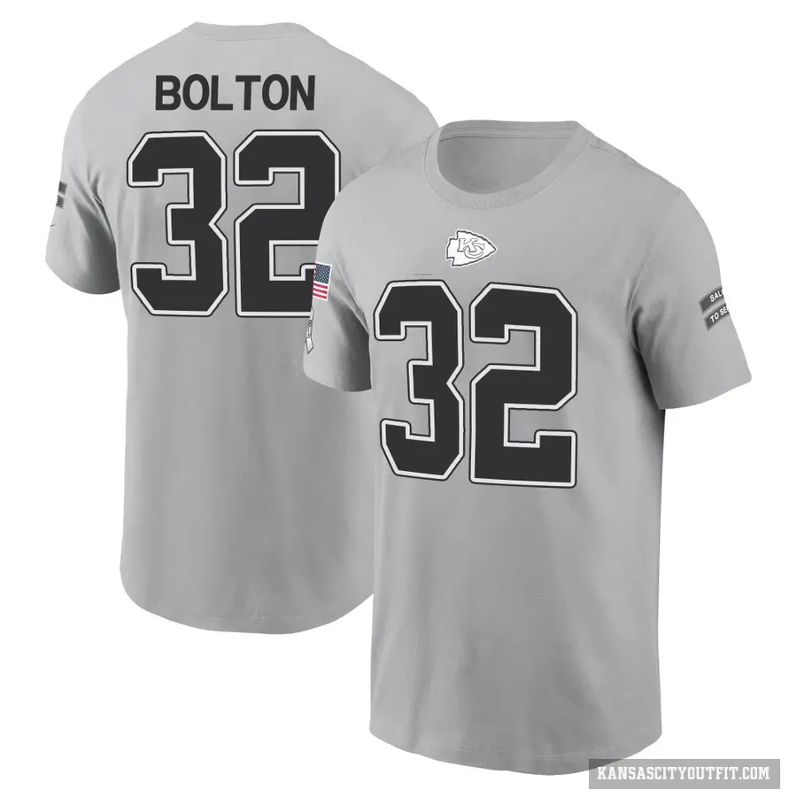 Youth ＃32 Nick Bolton Kansas City Chiefs Gray 2024 Salute to Service T-Shirt