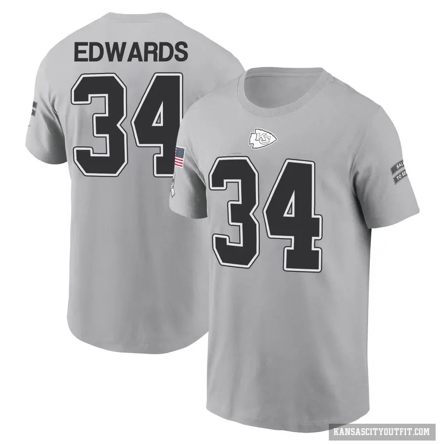 Youth ＃34 Mike Edwards Kansas City Chiefs Gray 2024 Salute to Service T-Shirt