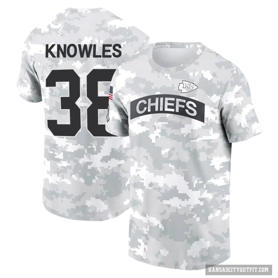Youth ＃38 Kevin Knowles II Kansas City Chiefs Camo Arctic 2024 Salute to Service Performance T-Shirt