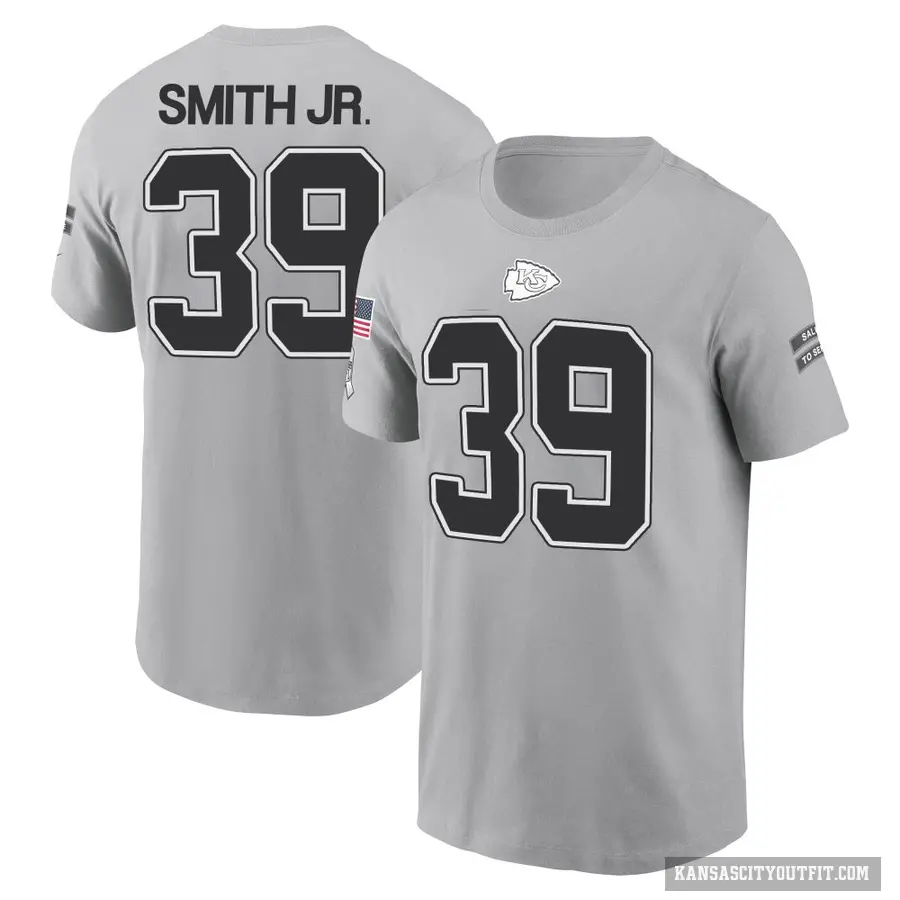 Youth ＃39 Melvin Smith Jr. Kansas City Chiefs Gray 2024 Salute to Service T-Shirt
