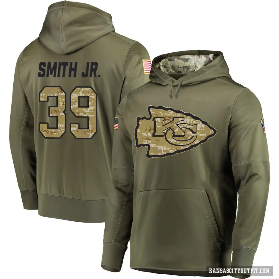 Youth ＃39 Melvin Smith Jr. Kansas City Chiefs Olive Salute to Service Pullover Hoodie