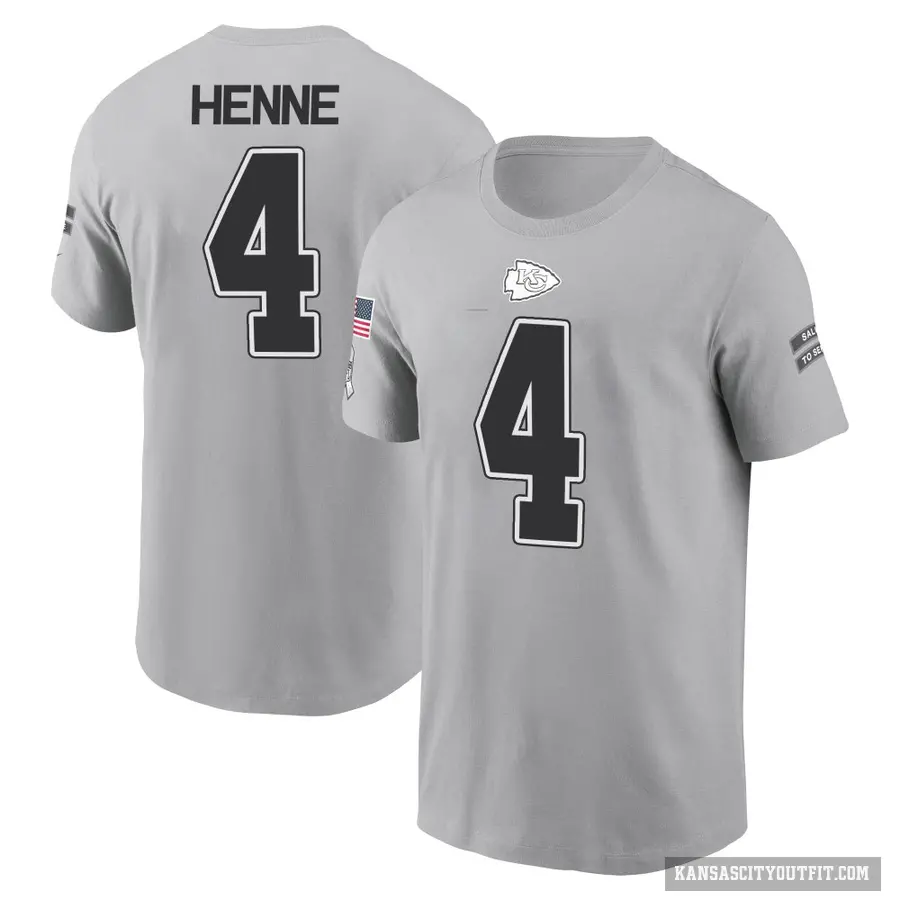 Youth ＃4 Chad Henne Kansas City Chiefs Gray 2024 Salute to Service T-Shirt