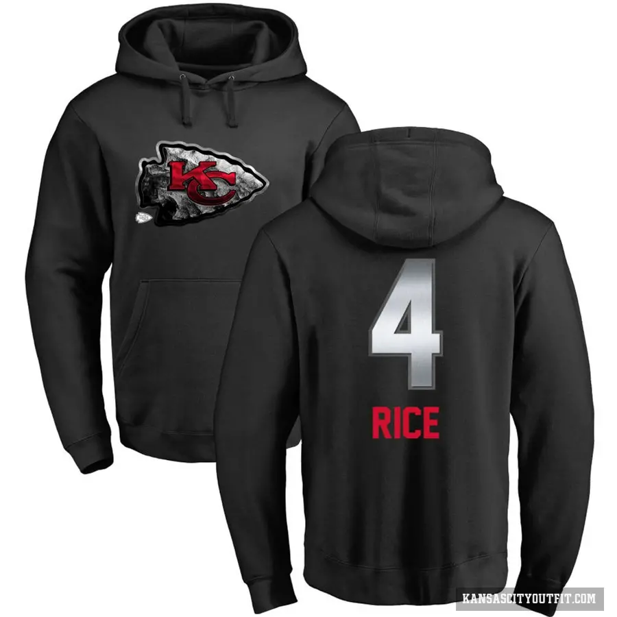 Youth ＃4 Rashee Rice Kansas City Chiefs Black Midnight Mascot Pullover Hoodie