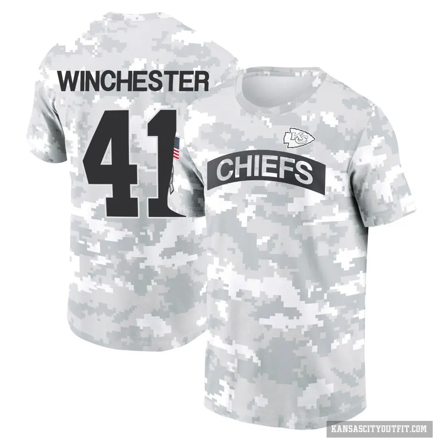 Youth ＃41 James Winchester Kansas City Chiefs Camo Arctic 2024 Salute to Service Performance T-Shirt