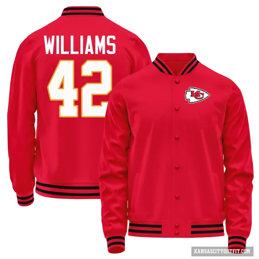 Youth ＃42 Major Williams Kansas City Chiefs Red Full-Snap Name & Number Jacket