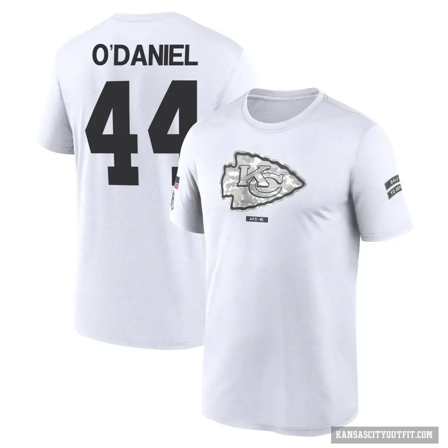 Youth ＃44 Dorian O'Daniel Kansas City Chiefs White 2024 Salute to Service Performance T-Shirt