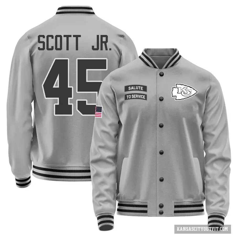 Youth ＃45 Eric Scott Jr. Kansas City Chiefs Gray Salute to Service Performance Jacket