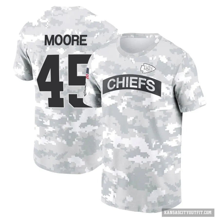 Youth ＃45 Isaiah Moore Kansas City Chiefs Camo Arctic 2024 Salute to Service Performance T-Shirt
