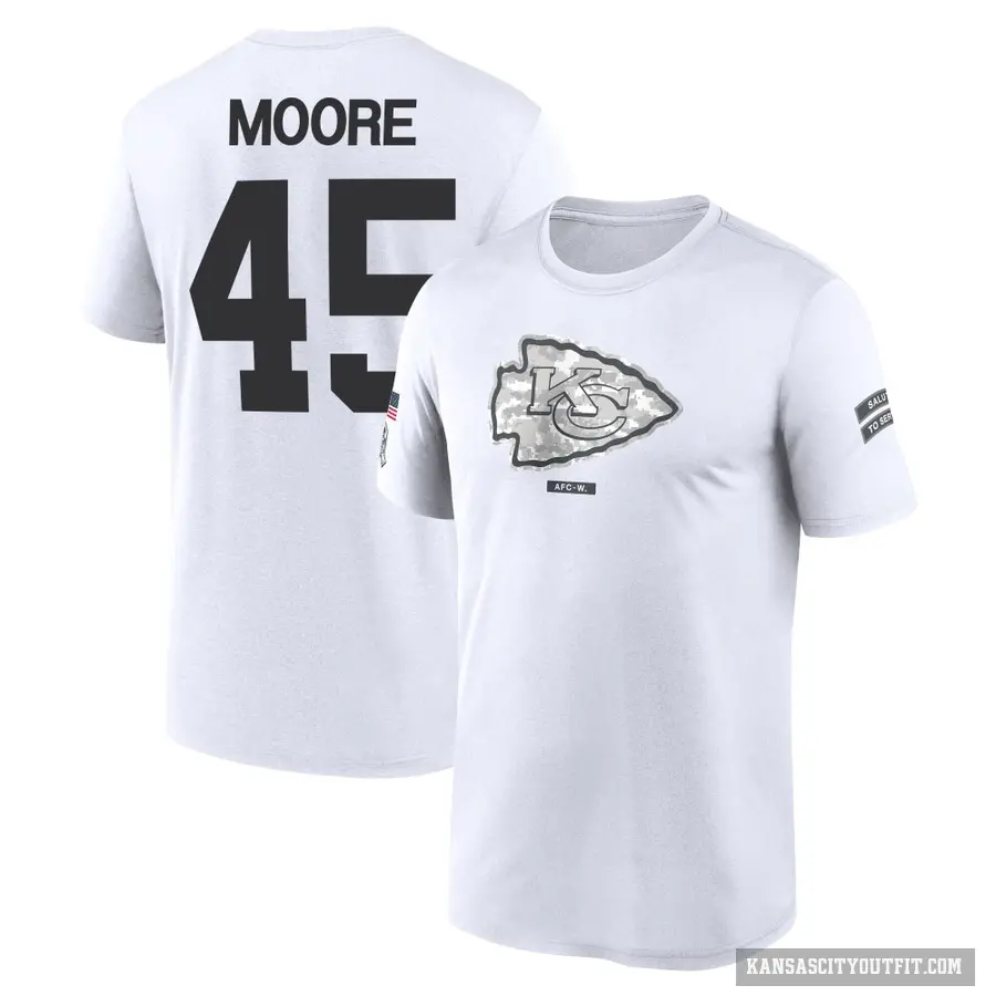 Youth ＃45 Isaiah Moore Kansas City Chiefs White 2024 Salute to Service Performance T-Shirt