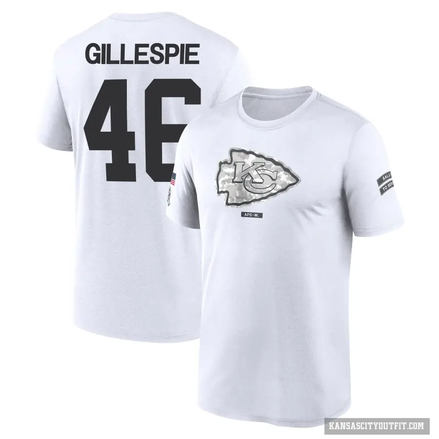 Youth ＃46 Tyree Gillespie Kansas City Chiefs White 2024 Salute to Service Performance T-Shirt