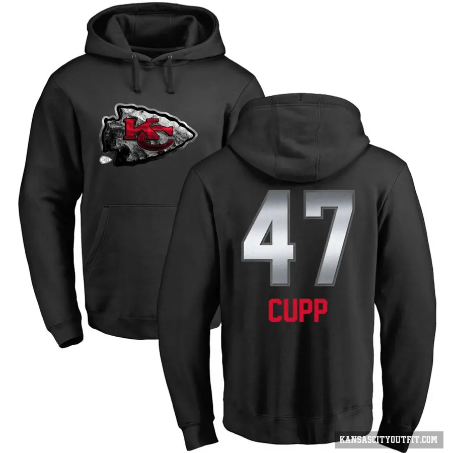 Youth ＃47 Baylor Cupp Kansas City Chiefs Black Midnight Mascot Pullover Hoodie