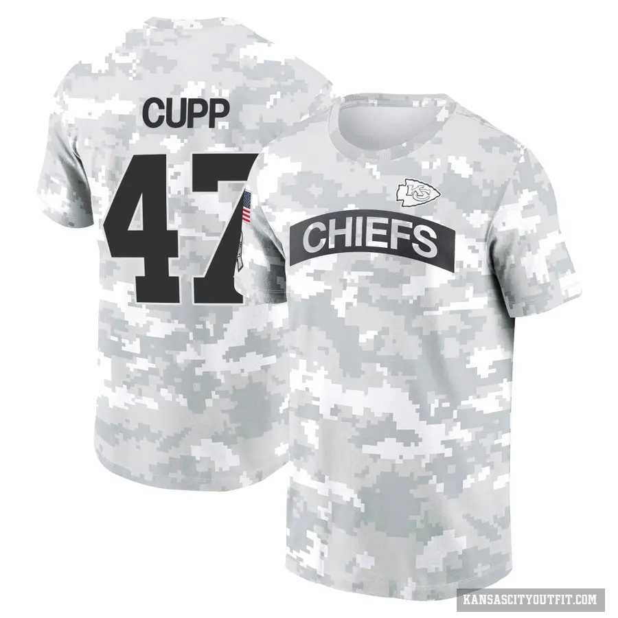 Youth ＃47 Baylor Cupp Kansas City Chiefs Camo Arctic 2024 Salute to Service Performance T-Shirt