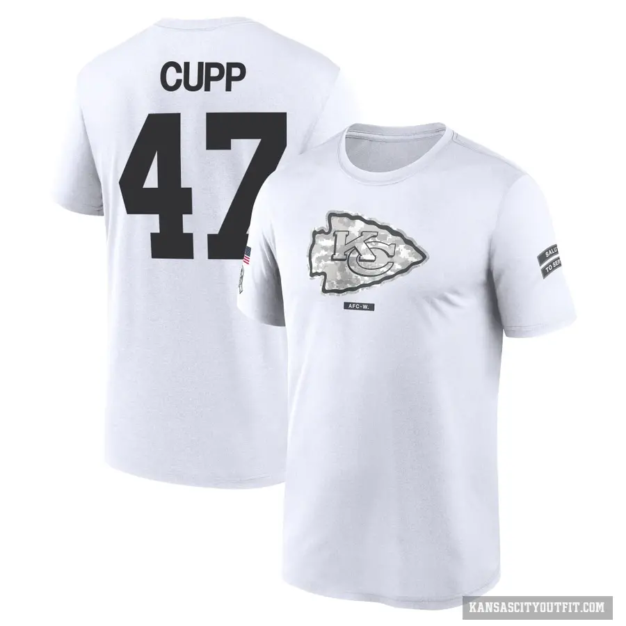 Youth ＃47 Baylor Cupp Kansas City Chiefs White 2024 Salute to Service Performance T-Shirt