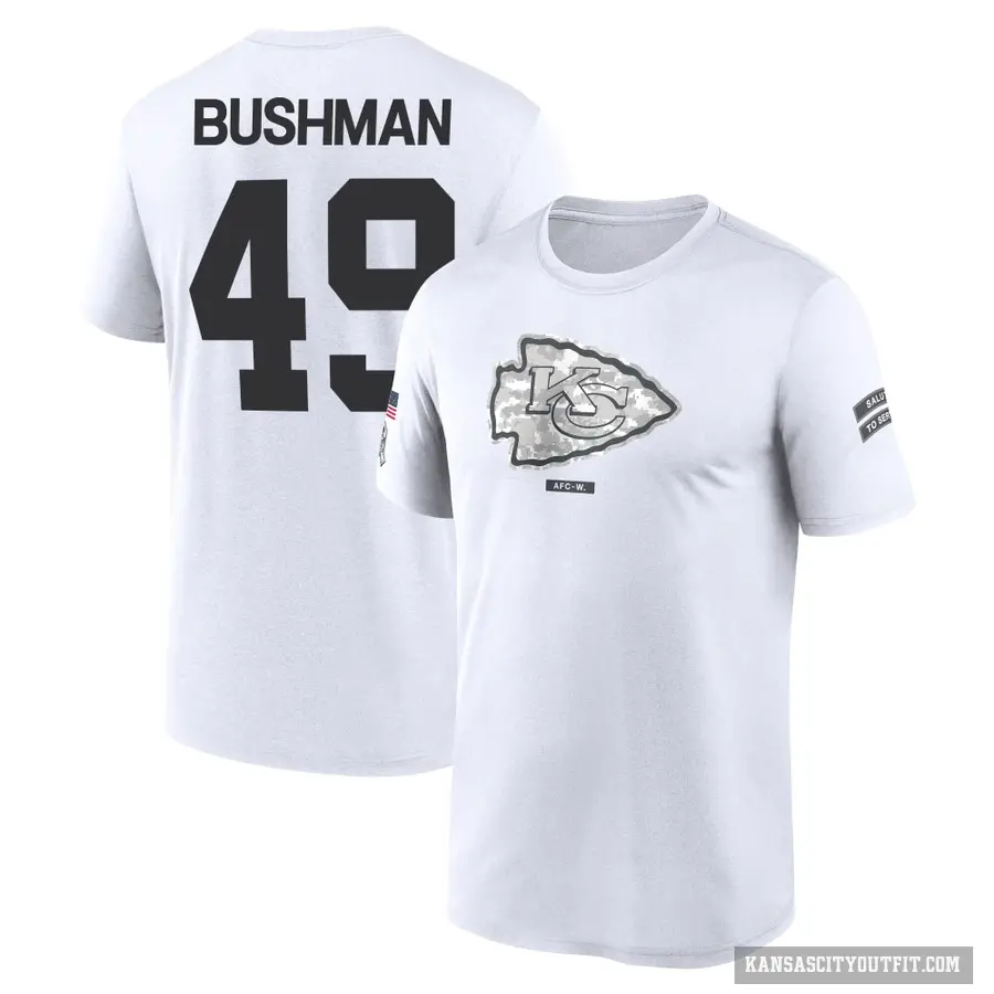 Youth ＃49 Matt Bushman Kansas City Chiefs White 2024 Salute to Service Performance T-Shirt