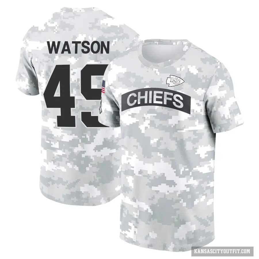 Youth ＃49 Tre Watson Kansas City Chiefs Camo Arctic 2024 Salute to Service Performance T-Shirt