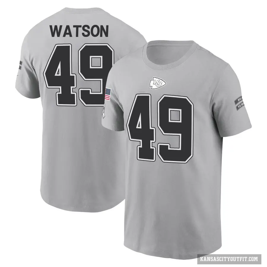 Youth ＃49 Tre Watson Kansas City Chiefs Gray 2024 Salute to Service T-Shirt