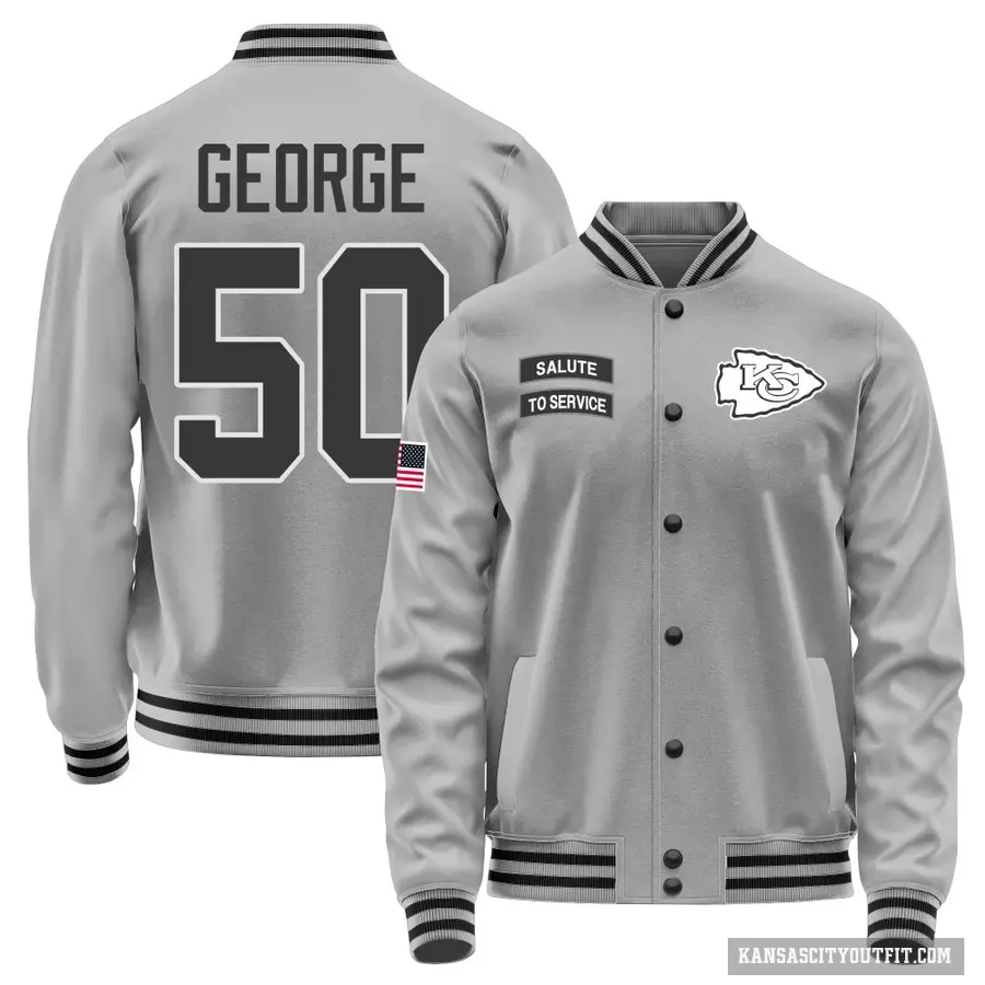 Youth ＃50 Brandon George Kansas City Chiefs Gray Salute to Service Performance Jacket