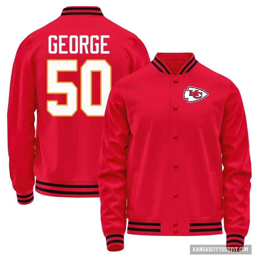Youth ＃50 Brandon George Kansas City Chiefs Red Full-Snap Name & Number Jacket