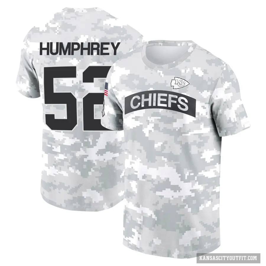 Youth ＃52 Creed Humphrey Kansas City Chiefs Camo Arctic 2024 Salute to Service Performance T-Shirt