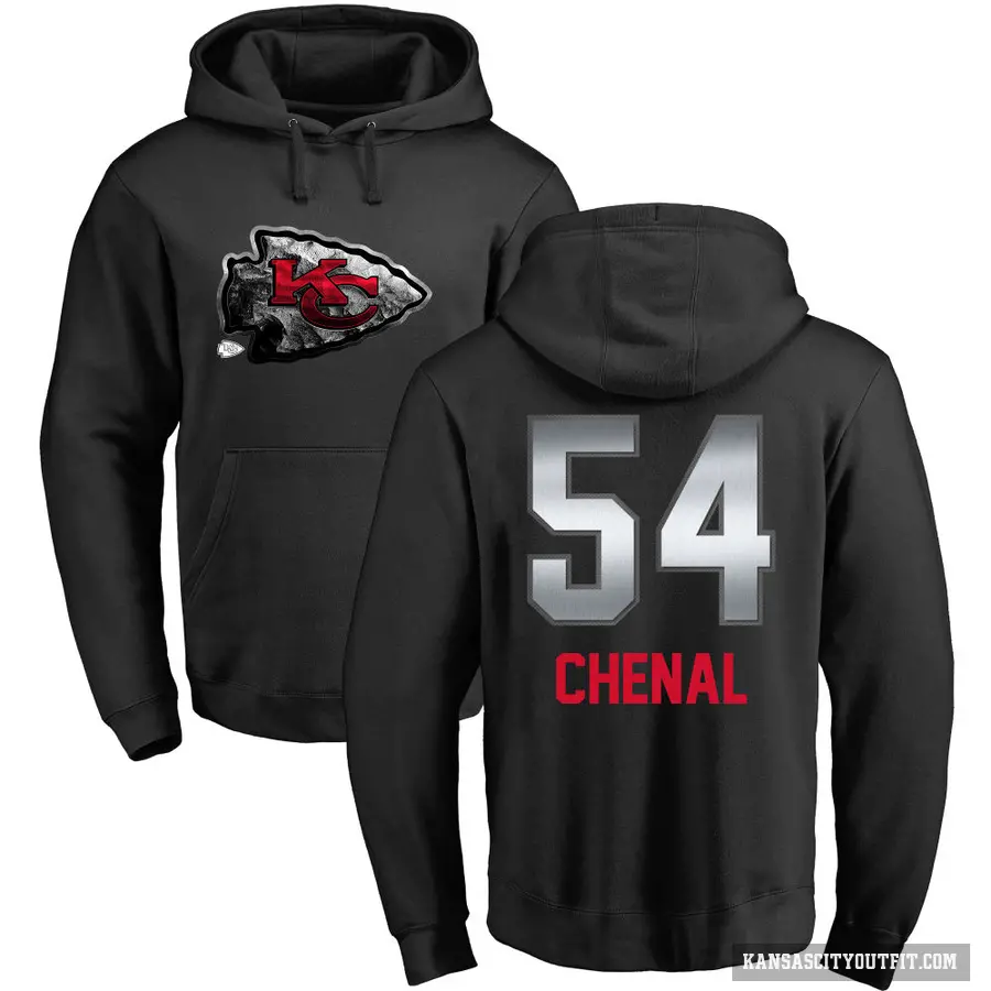 Youth ＃54 Leo Chenal Kansas City Chiefs Black Midnight Mascot Pullover Hoodie