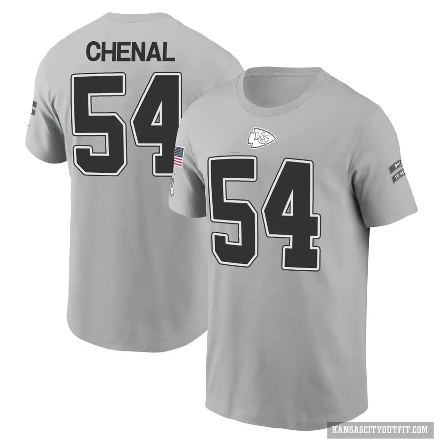 Youth ＃54 Leo Chenal Kansas City Chiefs Gray 2024 Salute to Service T-Shirt