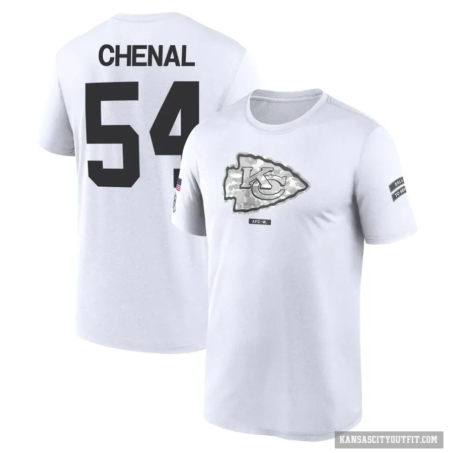 Youth ＃54 Leo Chenal Kansas City Chiefs White 2024 Salute to Service Performance T-Shirt