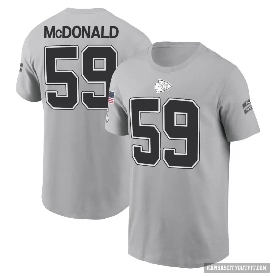 Youth ＃59 Cooper McDonald Kansas City Chiefs Gray 2024 Salute to Service T-Shirt