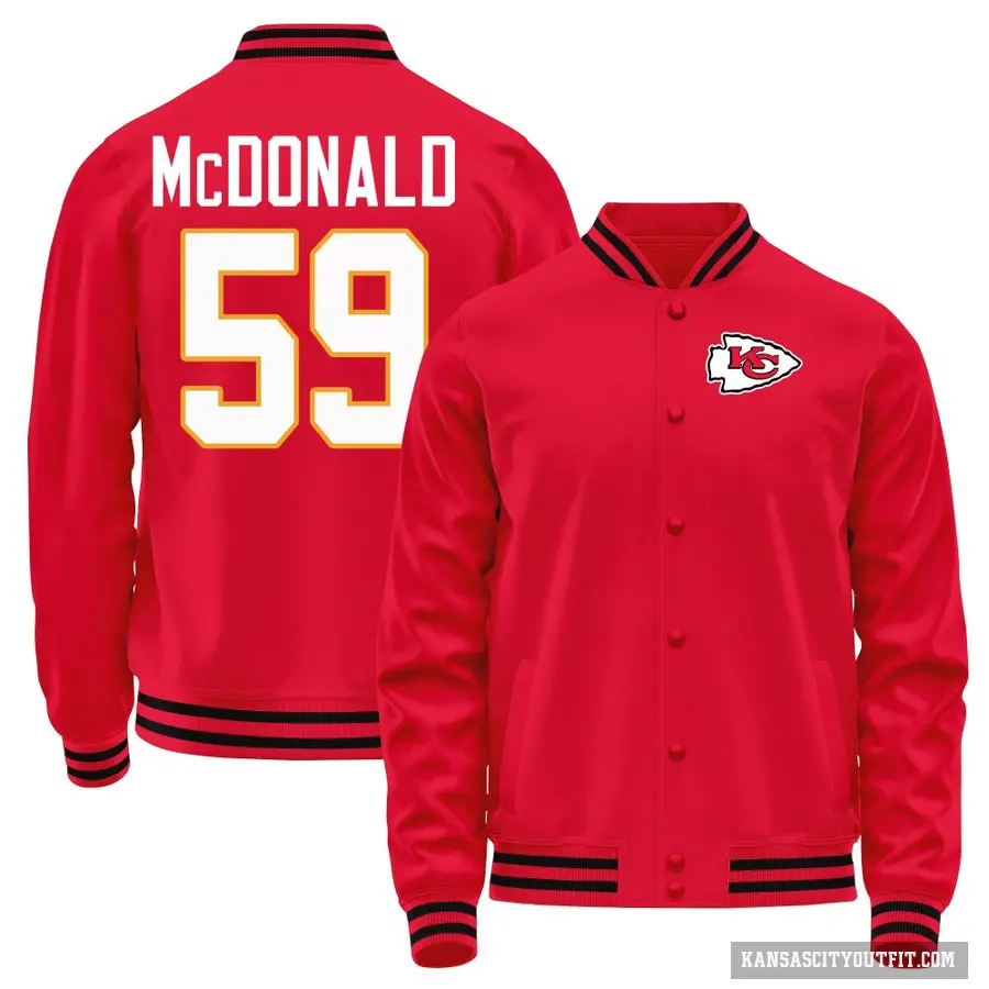 Youth ＃59 Cooper McDonald Kansas City Chiefs Red Full-Snap Name & Number Jacket