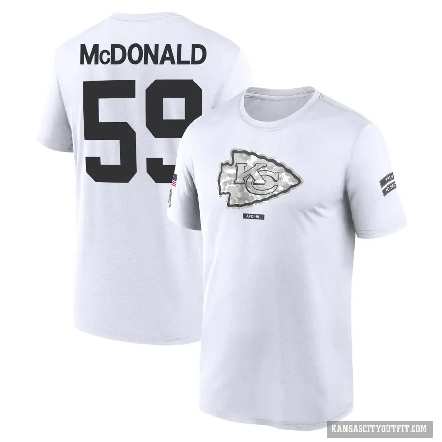 Youth ＃59 Cooper McDonald Kansas City Chiefs White 2024 Salute to Service Performance T-Shirt