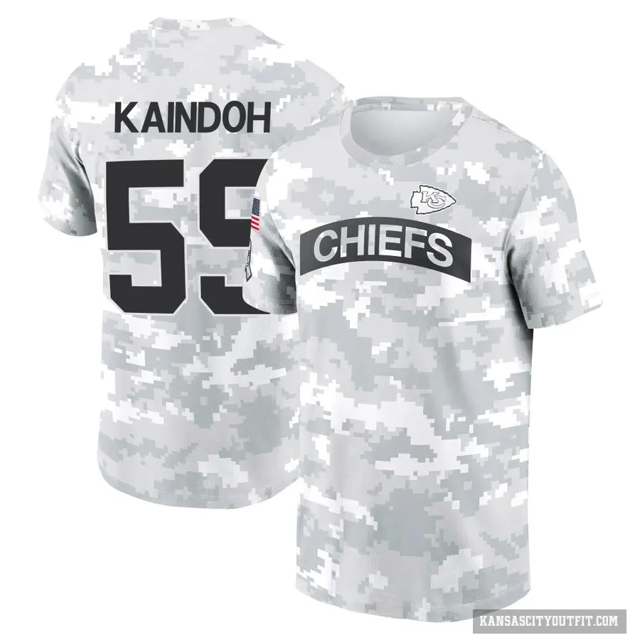 Youth ＃59 Joshua Kaindoh Kansas City Chiefs Camo Arctic 2024 Salute to Service Performance T-Shirt