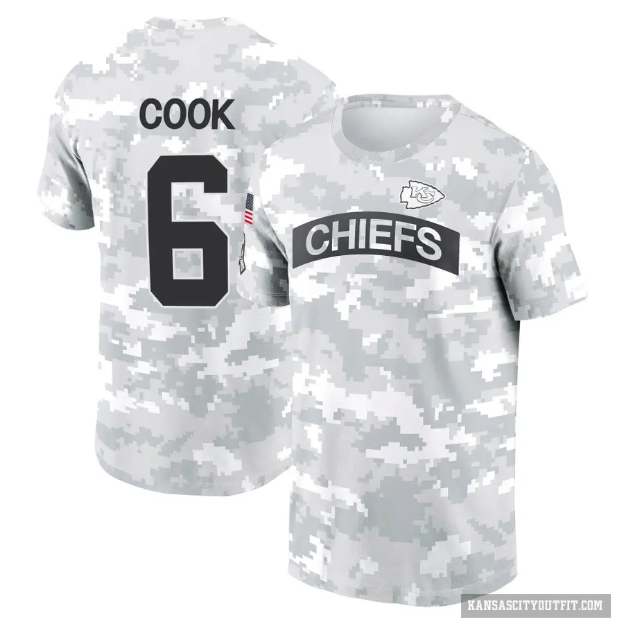 Youth ＃6 Bryan Cook Kansas City Chiefs Camo Arctic 2024 Salute to Service Performance T-Shirt