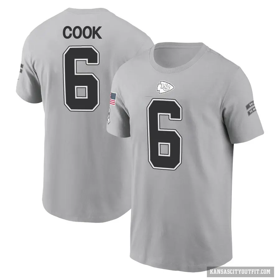 Youth ＃6 Bryan Cook Kansas City Chiefs Gray 2024 Salute to Service T-Shirt
