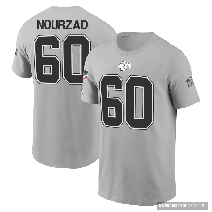 Youth ＃60 Hunter Nourzad Kansas City Chiefs Gray 2024 Salute to Service T-Shirt