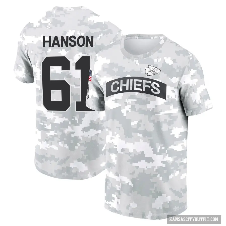 Youth ＃61 C.J. Hanson Kansas City Chiefs Camo Arctic 2024 Salute to Service Performance T-Shirt