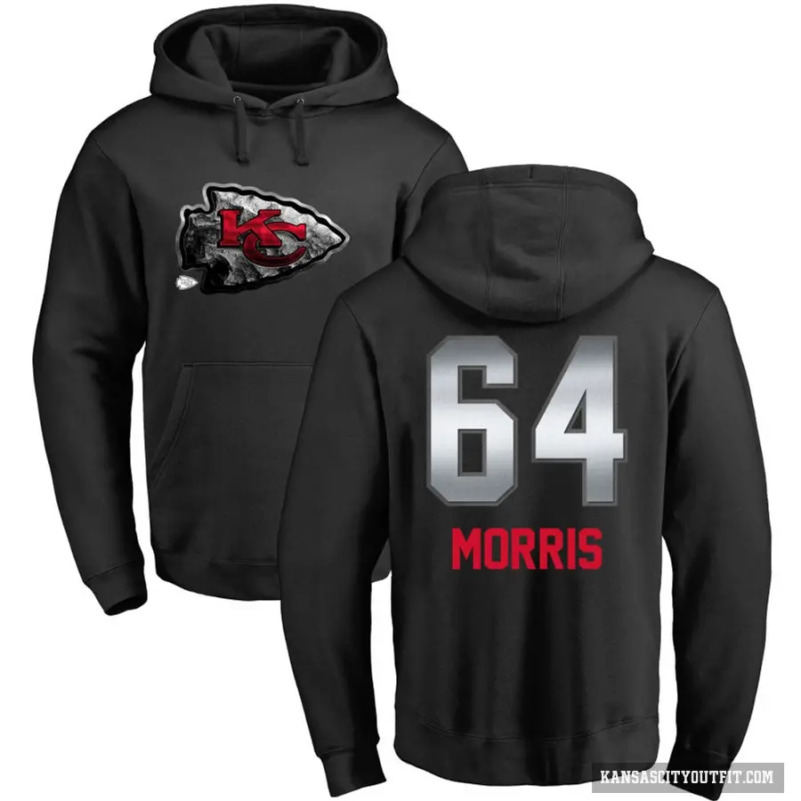 Youth ＃64 Wanya Morris Kansas City Chiefs Black Midnight Mascot Pullover Hoodie
