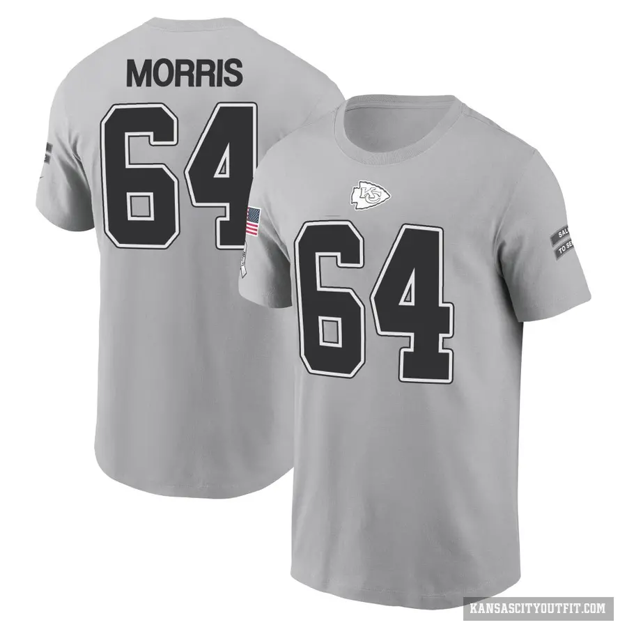 Youth ＃64 Wanya Morris Kansas City Chiefs Gray 2024 Salute to Service T-Shirt