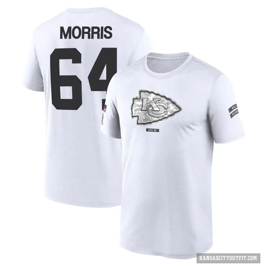 Youth ＃64 Wanya Morris Kansas City Chiefs White 2024 Salute to Service Performance T-Shirt