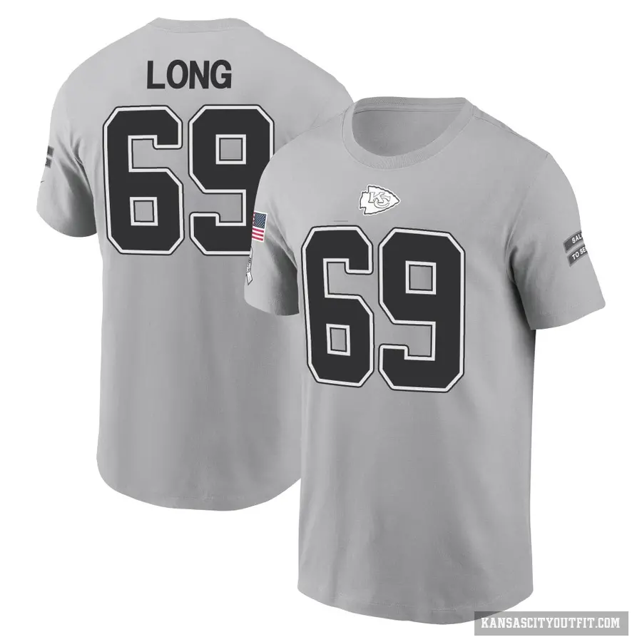 Youth ＃69 Kyle Long Kansas City Chiefs Gray 2024 Salute to Service T-Shirt