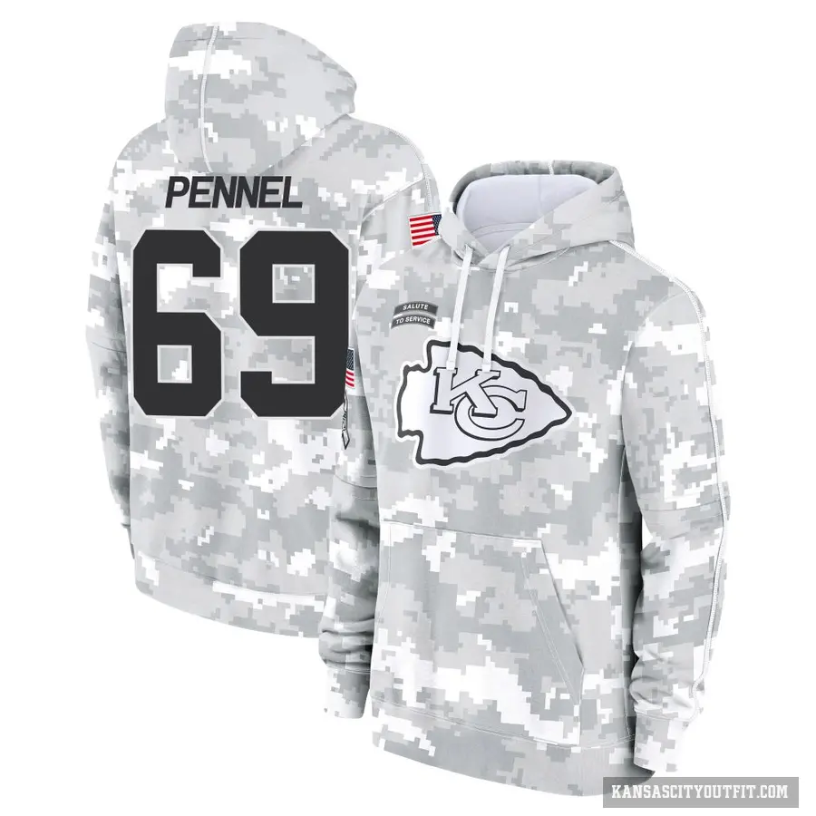 Youth ＃69 Mike Pennel Jr. Kansas City Chiefs Arctic Camo 2024 Salute to Service Club Fleece Pullover Hoodie