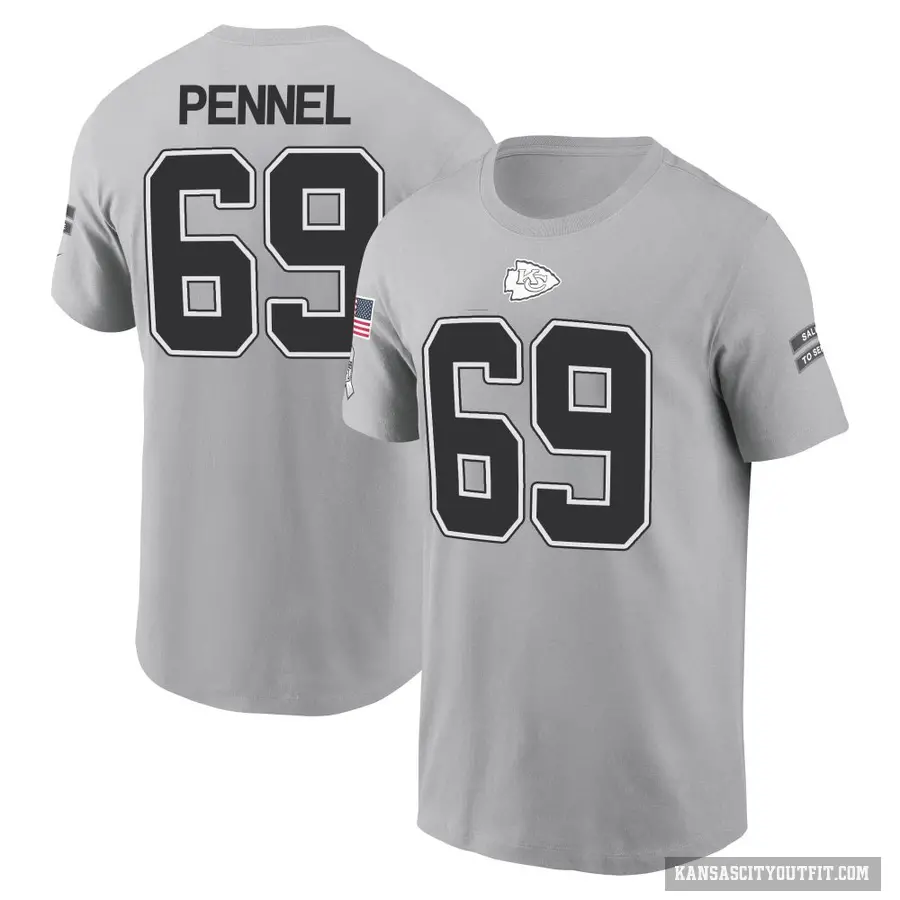 Youth ＃69 Mike Pennel Jr. Kansas City Chiefs Gray 2024 Salute to Service T-Shirt