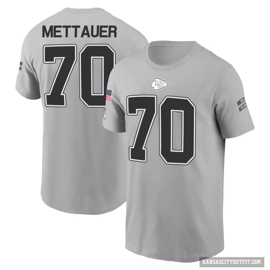 Youth ＃70 McKade Mettauer Kansas City Chiefs Gray 2024 Salute to Service T-Shirt