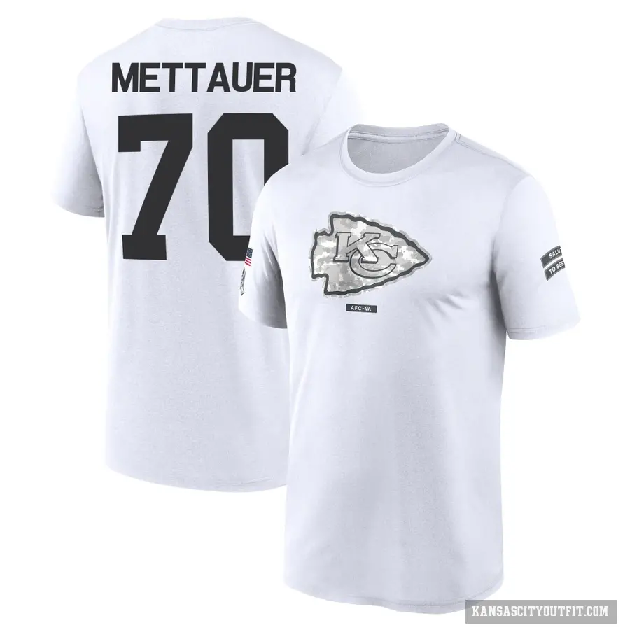 Youth ＃70 McKade Mettauer Kansas City Chiefs White 2024 Salute to Service Performance T-Shirt