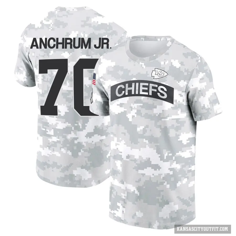 Youth ＃70 Tremayne Anchrum Jr. Kansas City Chiefs Camo Arctic 2024 Salute to Service Performance T-Shirt