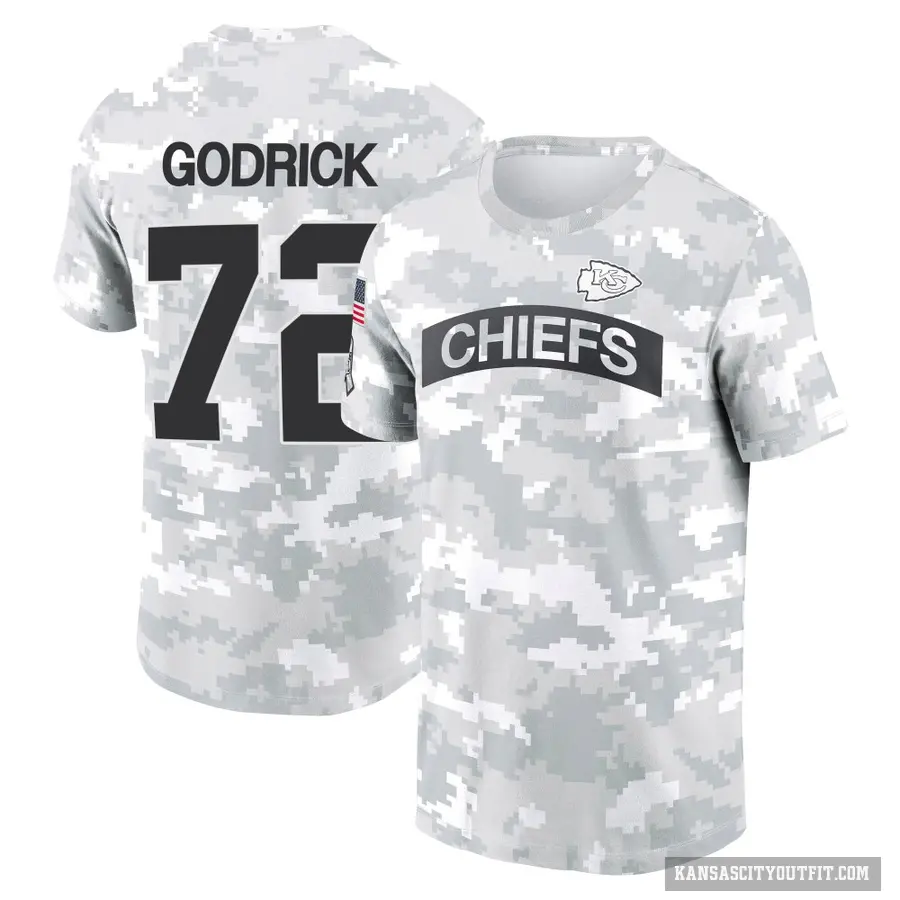 Youth ＃72 Chukwuebuka Godrick Kansas City Chiefs Camo Arctic 2024 Salute to Service Performance T-Shirt