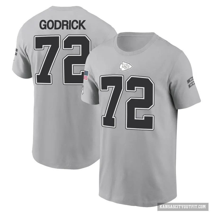 Youth ＃72 Chukwuebuka Godrick Kansas City Chiefs Gray 2024 Salute to Service T-Shirt