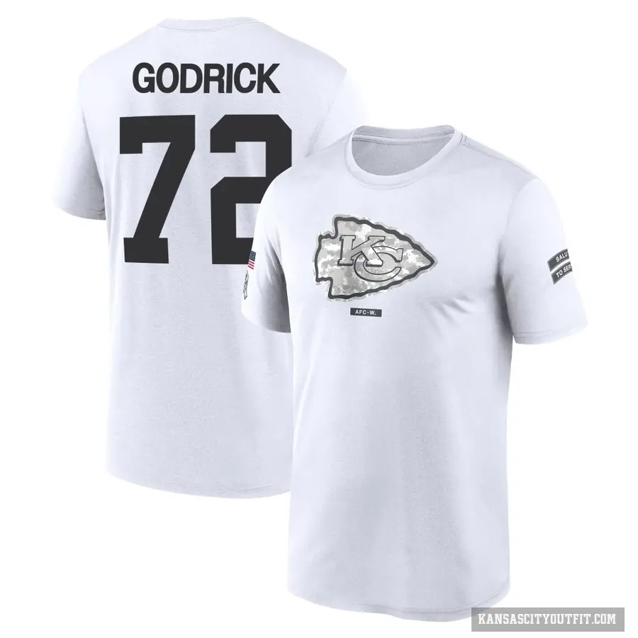 Youth ＃72 Chukwuebuka Godrick Kansas City Chiefs White 2024 Salute to Service Performance T-Shirt