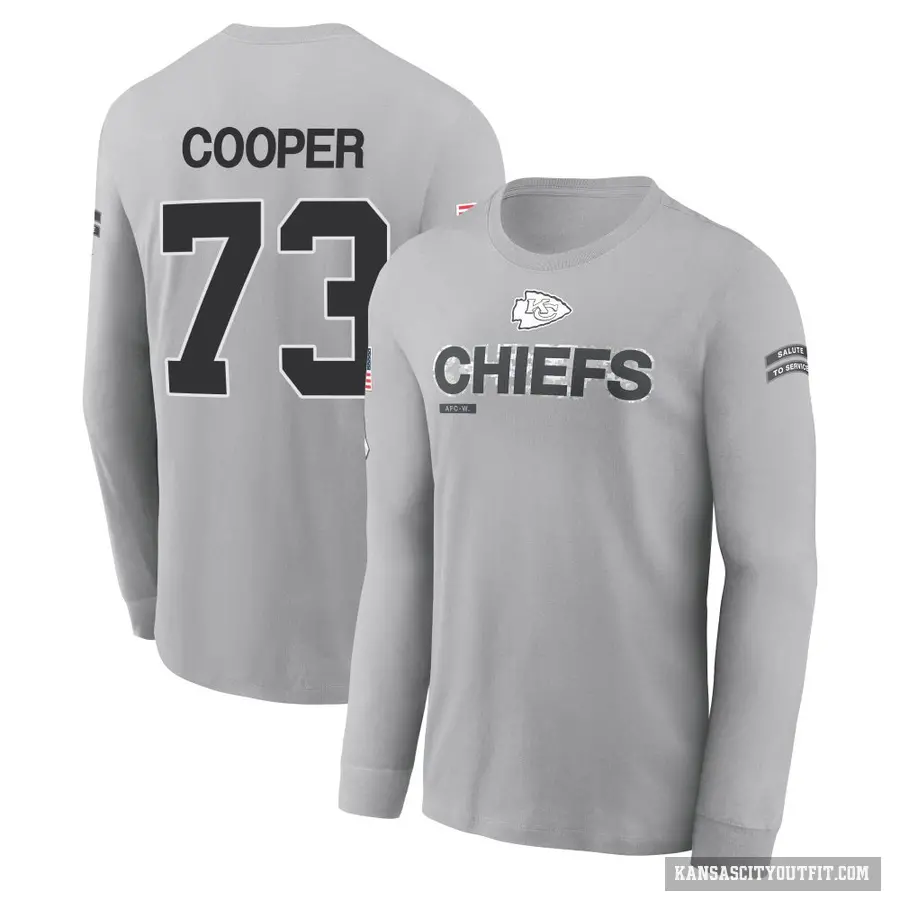 Youth ＃73 Dalton Cooper Kansas City Chiefs Gray 2024 Salute to Service Long Sleeve T-Shirt