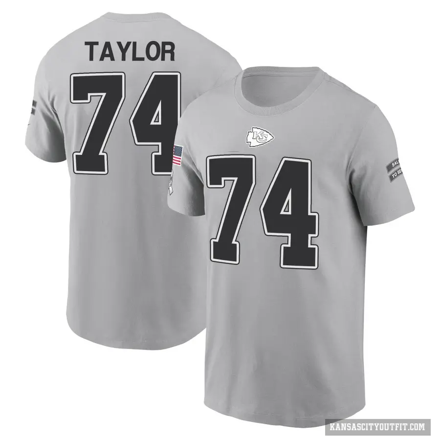 Youth ＃74 Jawaan Taylor Kansas City Chiefs Gray 2024 Salute to Service T-Shirt